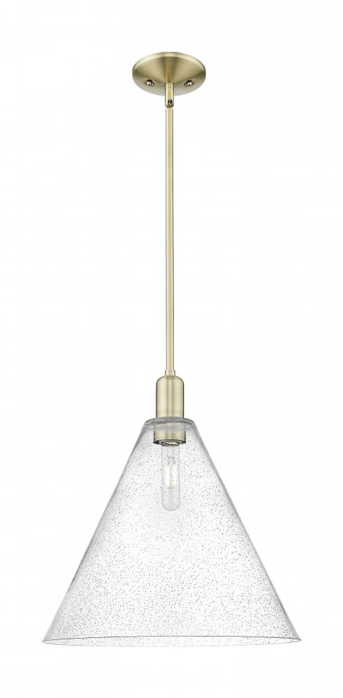 Berkshire Glass - 1 Light - 16 inch - Antique Brass - Stem hung - Mini Pendant