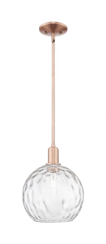 Athens Water Glass - 1 Light - 10 inch - Antique Copper - Stem hung - Mini Pendant