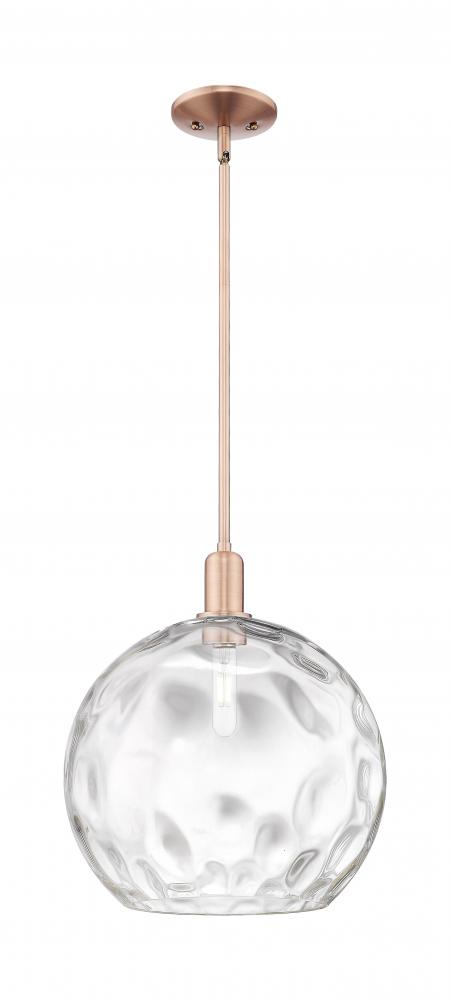 Athens Water Glass - 1 Light - 13 inch - Antique Copper - Stem hung - Mini Pendant