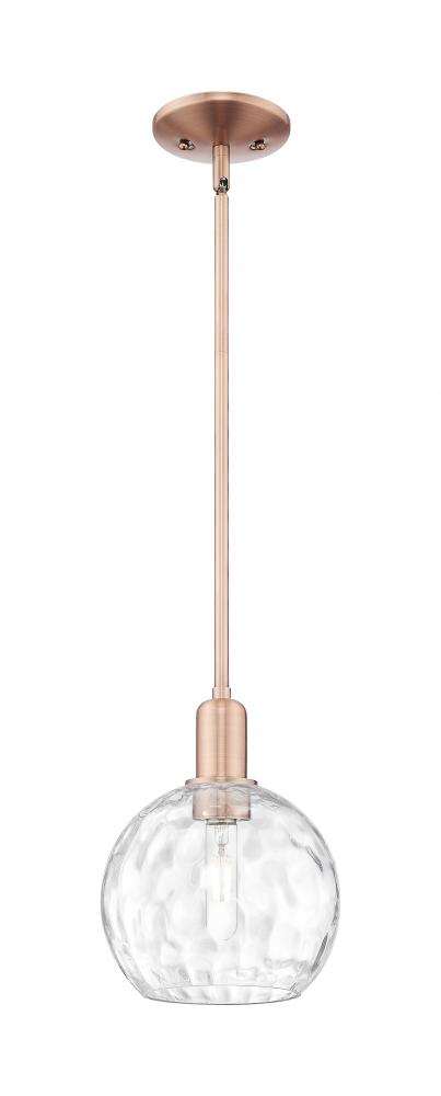 Athens Water Glass - 1 Light - 8 inch - Antique Copper - Stem hung - Mini Pendant