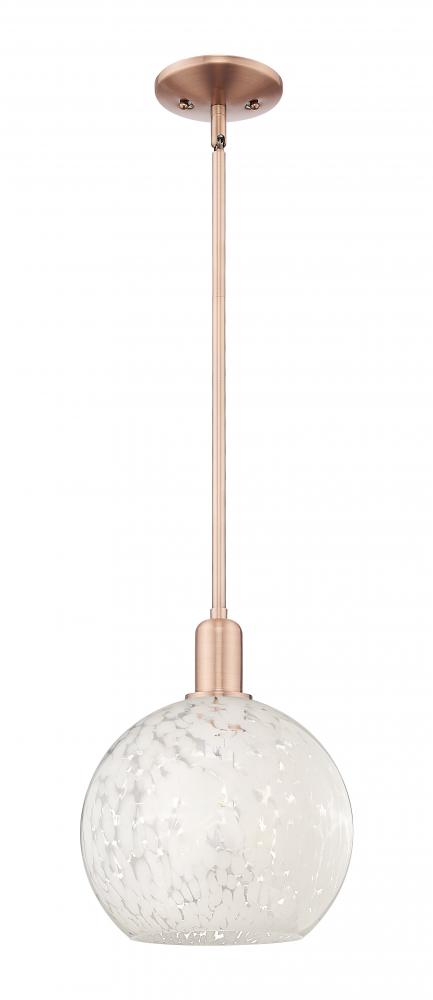 White Mouchette - 1 Light - 10 inch - Antique Copper - Stem hung - Mini Pendant
