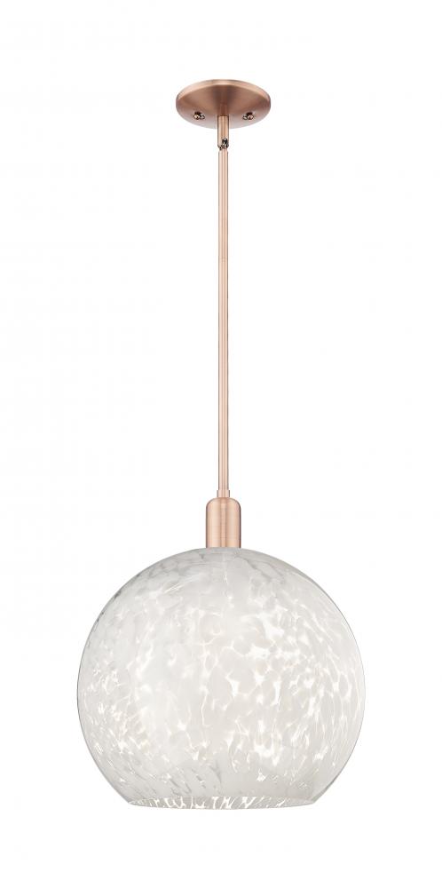 White Mouchette - 1 Light - 14 inch - Antique Copper - Stem hung - Mini Pendant