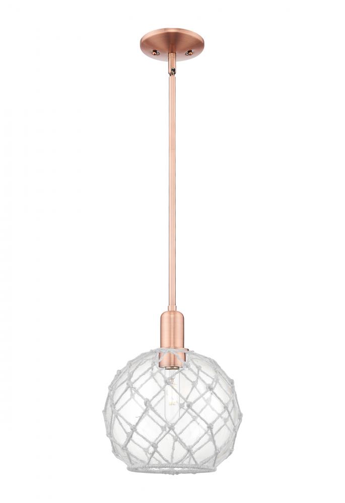 Farmhouse Rope - 1 Light - 10 inch - Antique Copper - Stem hung - Mini Pendant