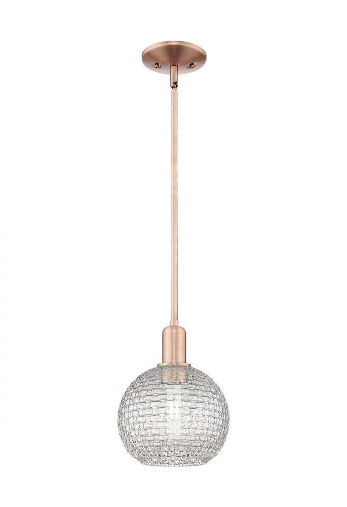 Athens - 1 Light - 8 inch - Antique Copper - Stem hung - Mini Pendant