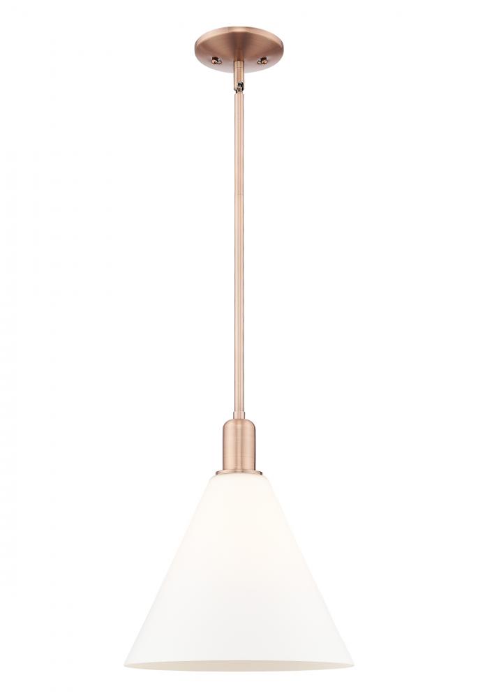 Berkshire Glass - 1 Light - 12 inch - Antique Copper - Stem hung - Mini Pendant