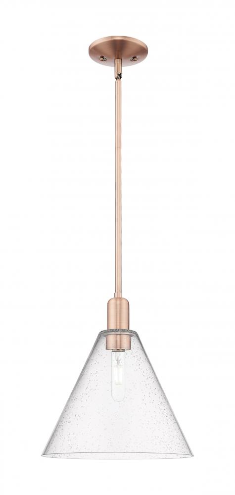 Berkshire Glass - 1 Light - 12 inch - Antique Copper - Stem hung - Mini Pendant