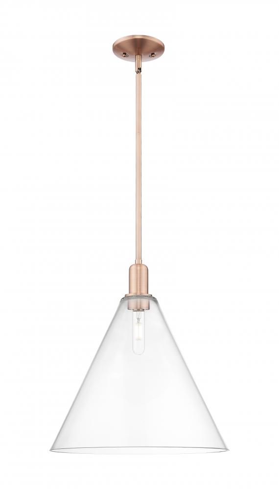 Berkshire Glass - 1 Light - 16 inch - Antique Copper - Stem hung - Mini Pendant