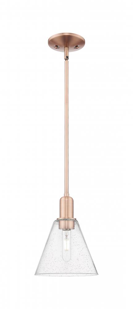 Berkshire Glass - 1 Light - 8 inch - Antique Copper - Stem hung - Mini Pendant
