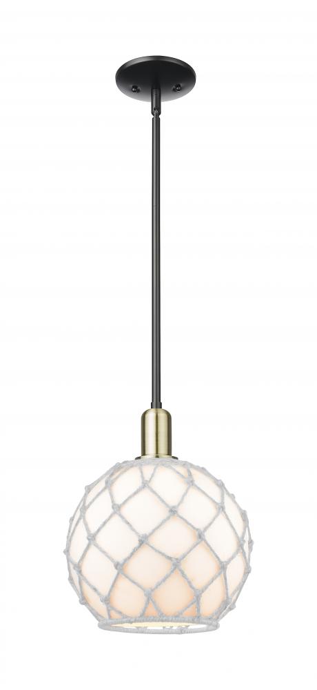 Farmhouse Rope - 1 Light - 10 inch - Black Antique Brass - Stem hung - Mini Pendant