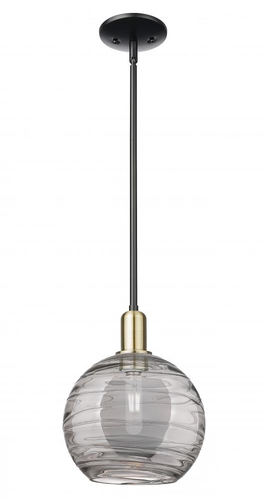 Athens Deco Swirl - 1 Light - 10 inch - Black Antique Brass - Stem hung - Mini Pendant
