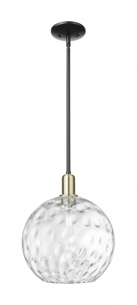 Athens Water Glass - 1 Light - 12 inch - Black Antique Brass - Stem hung - Mini Pendant