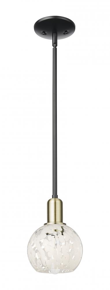 White Mouchette - 1 Light - 6 inch - Black Antique Brass - Stem hung - Mini Pendant