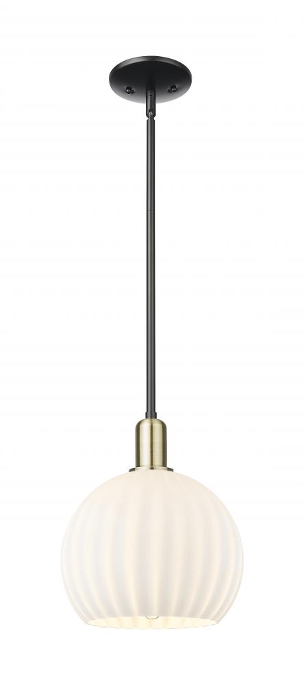 White Venetian - 1 Light - 10 inch - Black Antique Brass - Stem hung - Mini Pendant