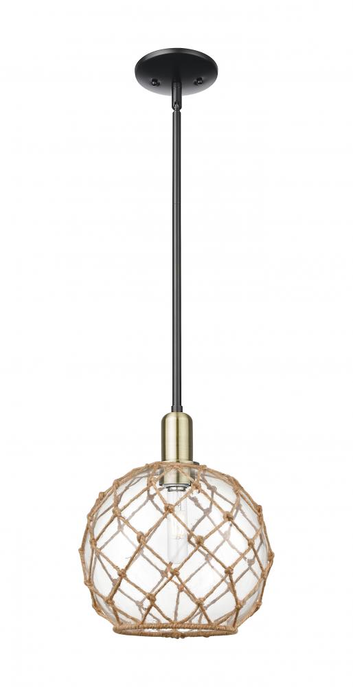 Farmhouse Rope - 1 Light - 10 inch - Black Antique Brass - Stem hung - Mini Pendant