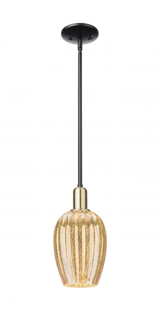 Preston Flute - 1 Light - 6 inch - Black Antique Brass - Mini Pendant