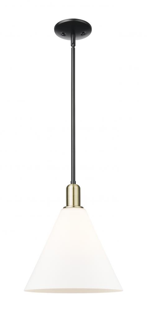 Berkshire Glass - 1 Light - 12 inch - Black Antique Brass - Stem hung - Mini Pendant
