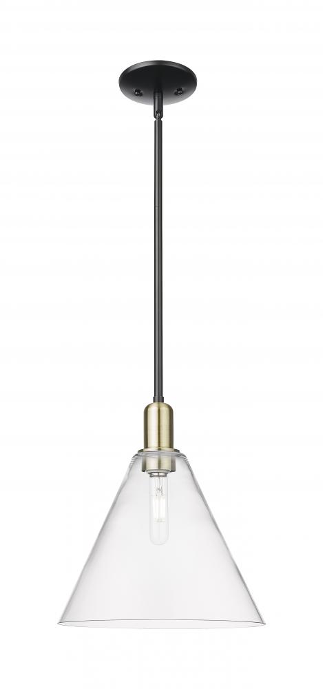 Berkshire Glass - 1 Light - 12 inch - Black Antique Brass - Stem hung - Mini Pendant