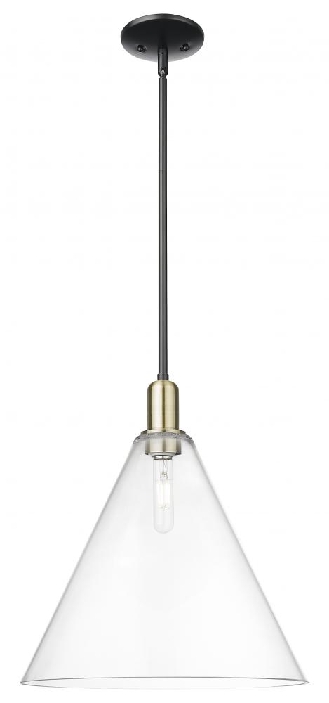 Berkshire Glass - 1 Light - 16 inch - Black Antique Brass - Stem hung - Mini Pendant