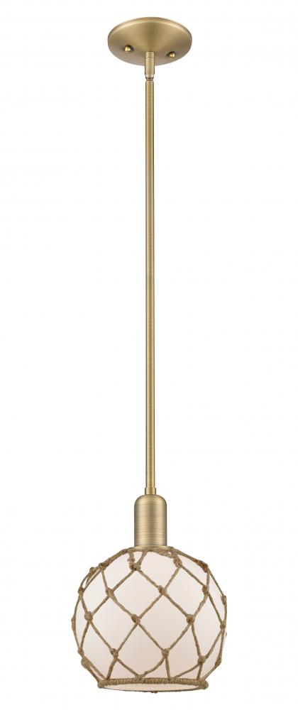 Farmhouse Rope - 1 Light - 8 inch - Brushed Brass - Stem hung - Mini Pendant
