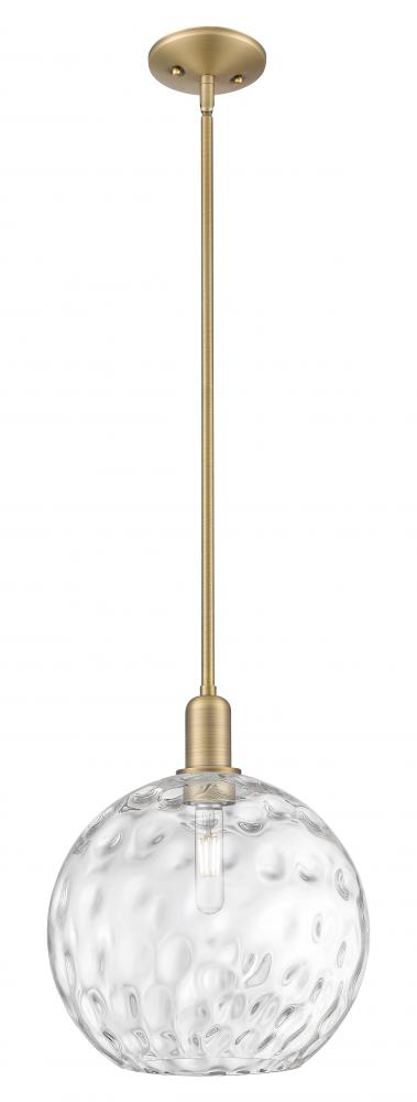 Athens Water Glass - 1 Light - 12 inch - Brushed Brass - Stem hung - Mini Pendant