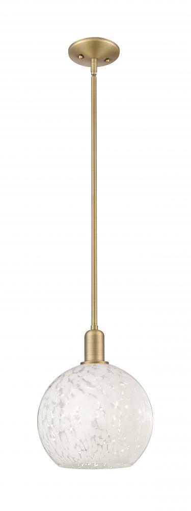 White Mouchette - 1 Light - 10 inch - Brushed Brass - Stem hung - Mini Pendant