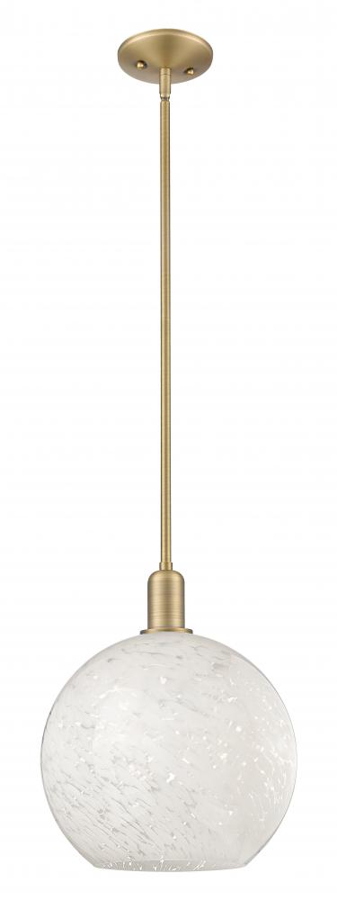 White Mouchette - 1 Light - 12 inch - Brushed Brass - Stem hung - Mini Pendant