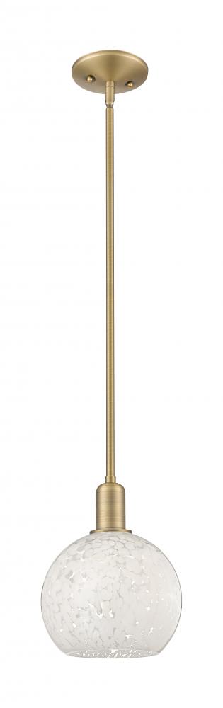 White Mouchette - 1 Light - 8 inch - Brushed Brass - Stem hung - Mini Pendant