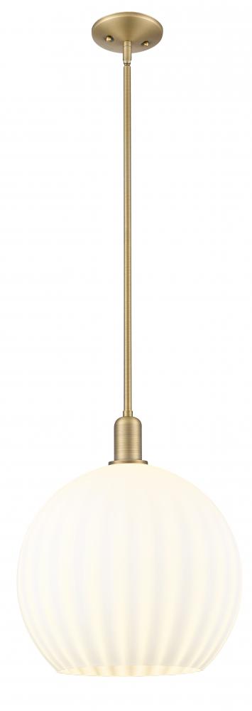 White Venetian - 1 Light - 14 inch - Brushed Brass - Stem hung - Mini Pendant