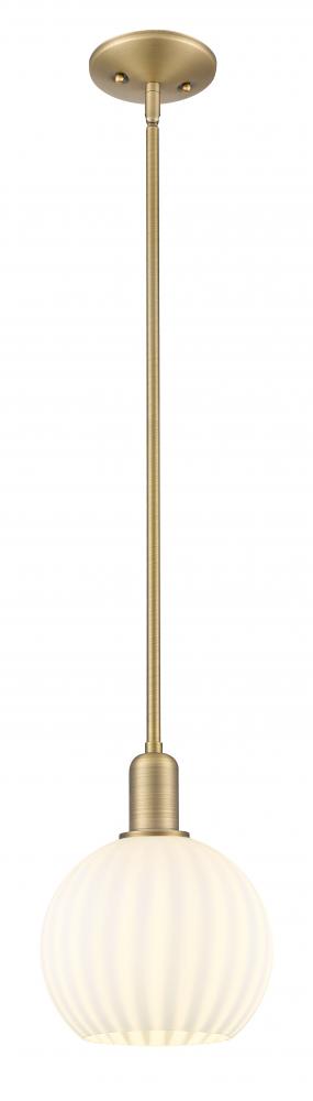 White Venetian - 1 Light - 8 inch - Brushed Brass - Stem hung - Mini Pendant