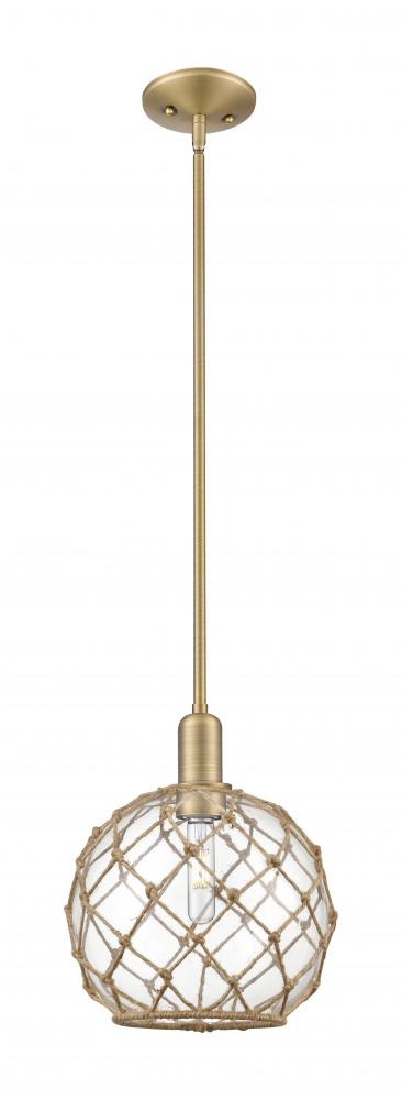 Farmhouse Rope - 1 Light - 10 inch - Brushed Brass - Stem hung - Mini Pendant