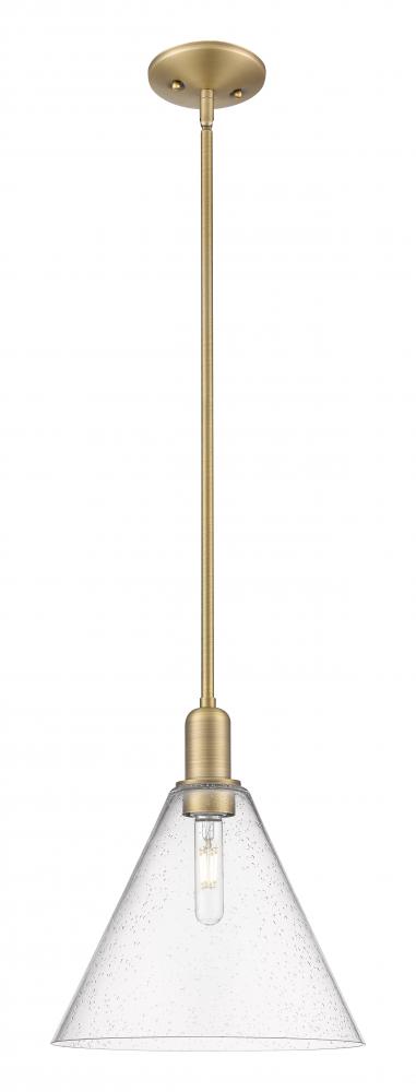 Berkshire Glass - 1 Light - 12 inch - Brushed Brass - Stem hung - Mini Pendant