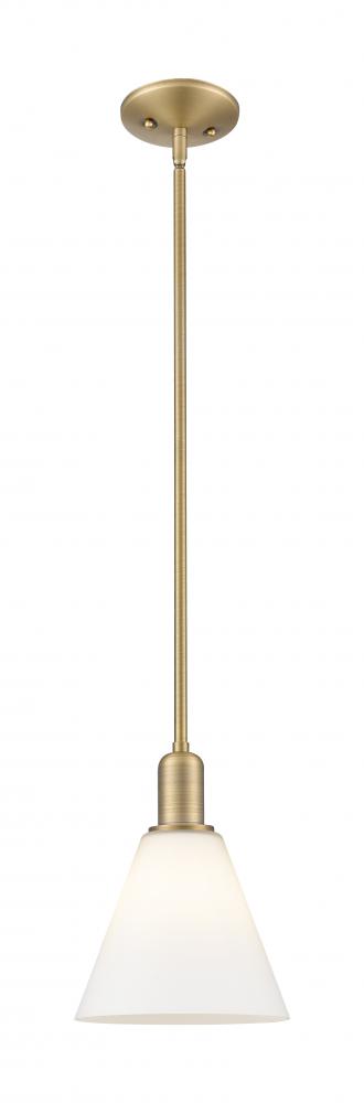 Berkshire Glass - 1 Light - 8 inch - Brushed Brass - Stem hung - Mini Pendant