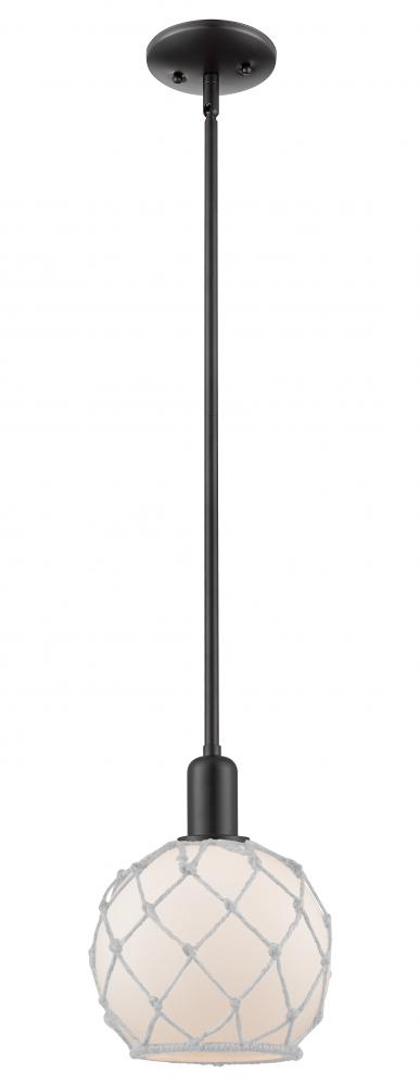 Farmhouse Rope - 1 Light - 8 inch - Matte Black - Stem hung - Mini Pendant