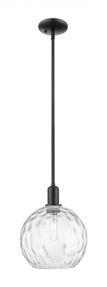 Athens Water Glass - 1 Light - 10 inch - Matte Black - Stem hung - Mini Pendant
