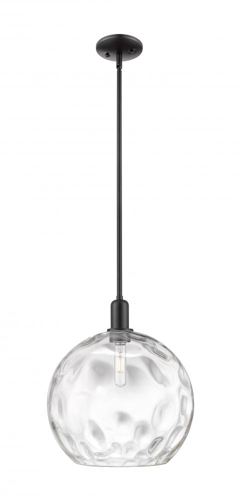 Athens Water Glass - 1 Light - 13 inch - Matte Black - Stem hung - Mini Pendant
