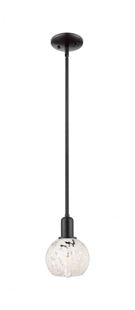White Mouchette - 1 Light - 6 inch - Matte Black - Stem hung - Mini Pendant