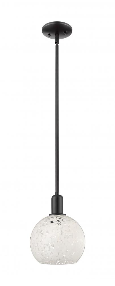 White Mouchette - 1 Light - 8 inch - Matte Black - Stem hung - Mini Pendant