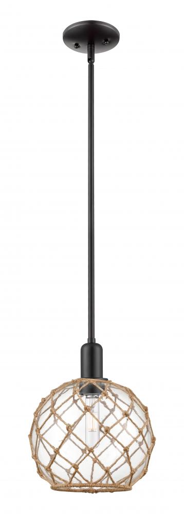 Farmhouse Rope - 1 Light - 10 inch - Matte Black - Stem hung - Mini Pendant