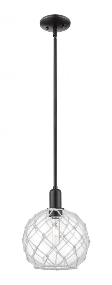 Farmhouse Rope - 1 Light - 10 inch - Matte Black - Stem hung - Mini Pendant