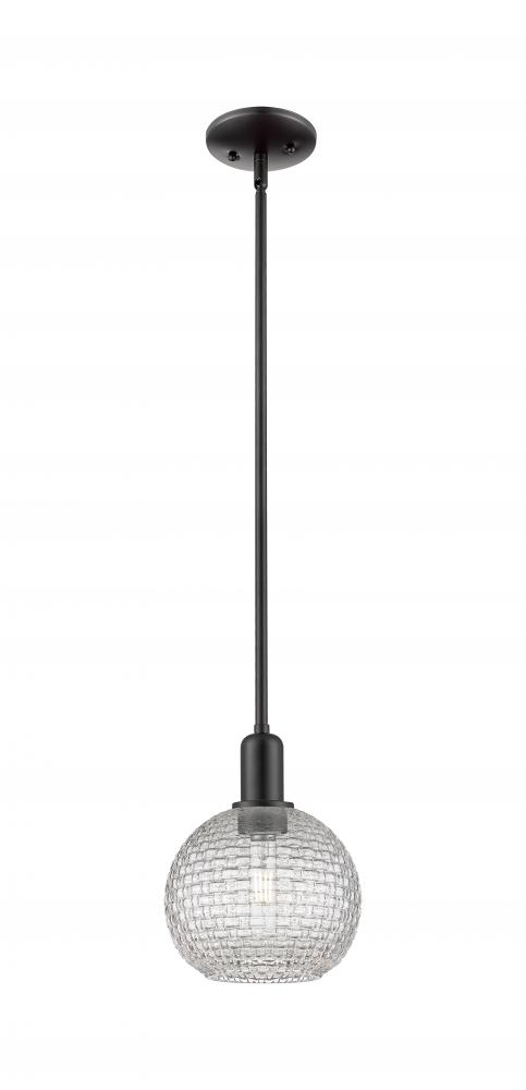Athens - 1 Light - 8 inch - Matte Black - Stem hung - Mini Pendant