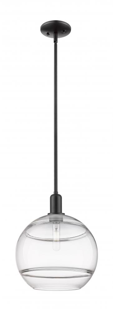 Rochester - 1 Light - 12 inch - Matte Black - Stem hung - Mini Pendant