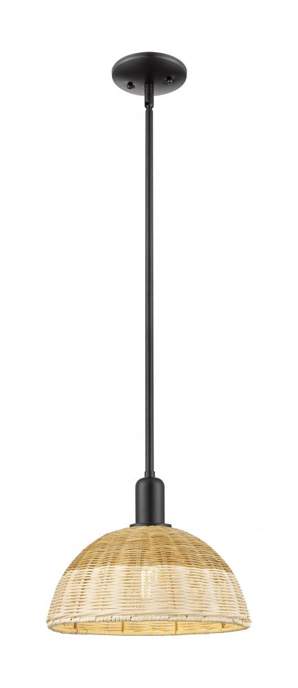 Natural Ballston Dome - 1 Light - 6 inch - Matte Black - Mini Pendant