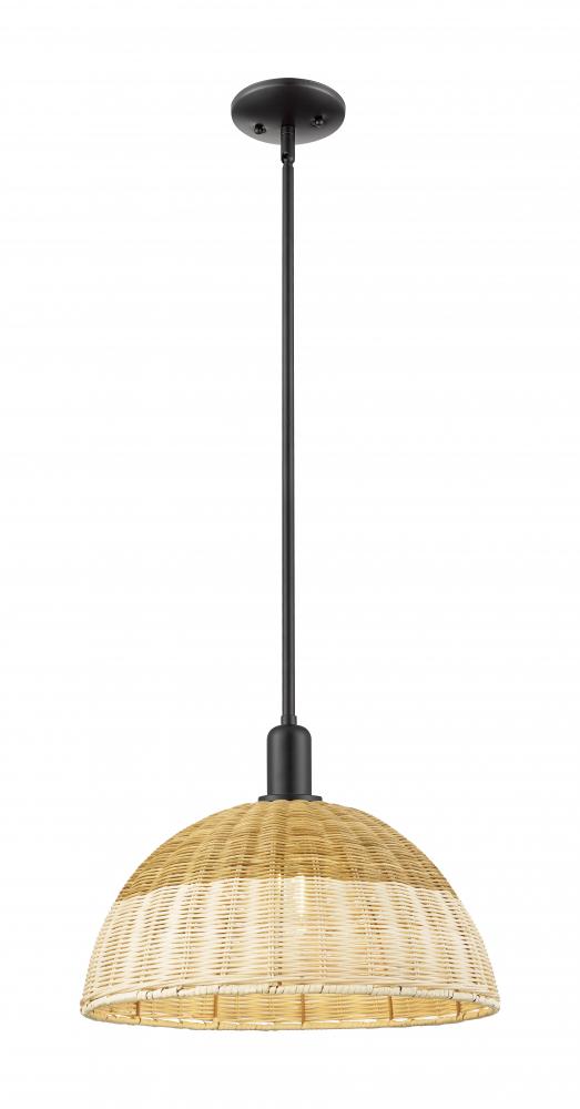 Natural Ballston Dome - 1 Light - 6 inch - Matte Black - Mini Pendant