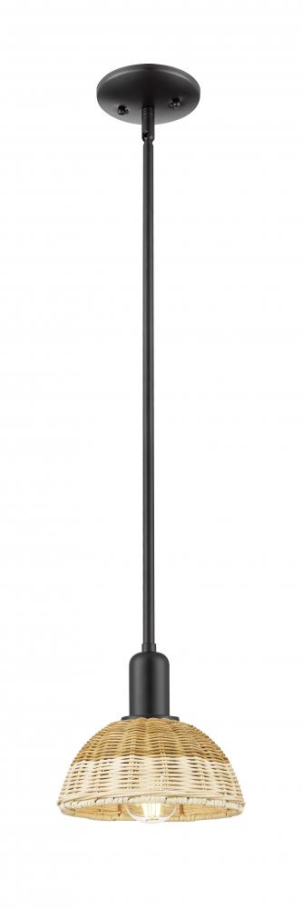 Natural Ballston Dome - 1 Light - 6 inch - Matte Black - Mini Pendant