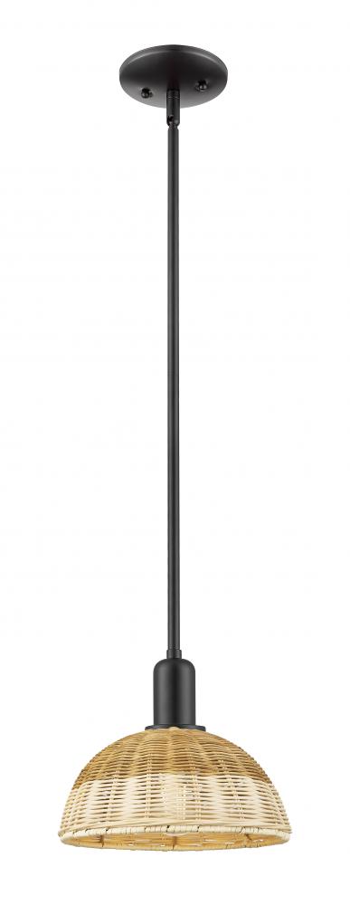 Natural Ballston Dome - 1 Light - 6 inch - Matte Black - Mini Pendant