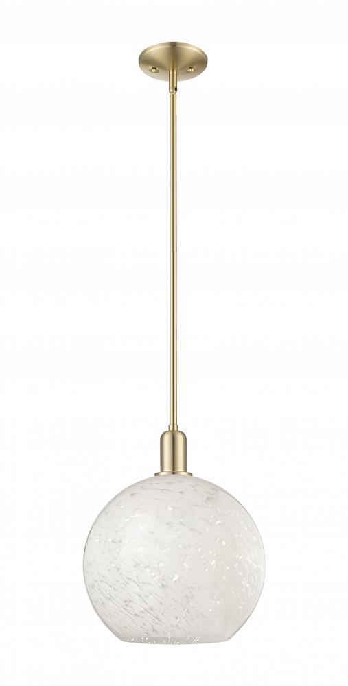 White Mouchette - 1 Light - 12 inch - Champagne Bronze - Stem hung - Mini Pendant
