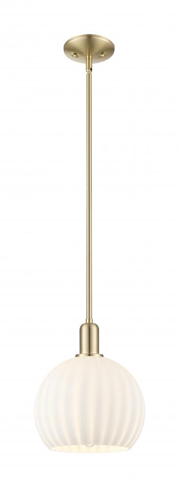 White Venetian - 1 Light - 10 inch - Champagne Bronze - Stem hung - Mini Pendant
