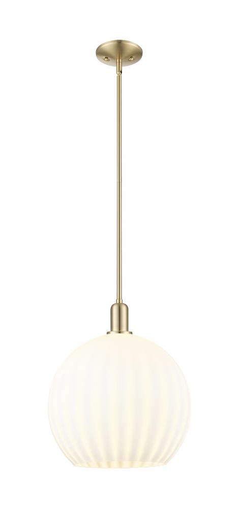 White Venetian - 1 Light - 14 inch - Champagne Bronze - Stem hung - Mini Pendant