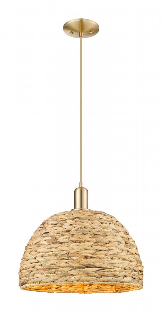 Woven Rattan - 1 Light - 16 inch - Champagne Bronze - Stem hung - Mini Pendant