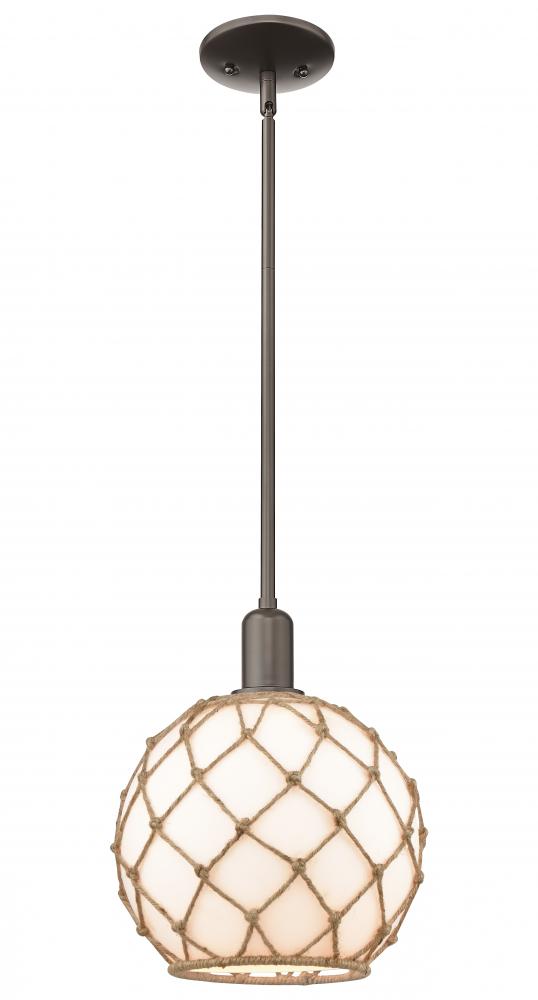 Farmhouse Rope - 1 Light - 10 inch - Oil Rubbed Bronze - Stem hung - Mini Pendant